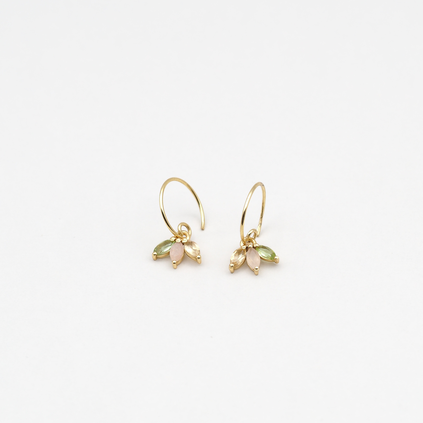 Citrin Pfirsich Mondstein Peridot Creolen Gold
