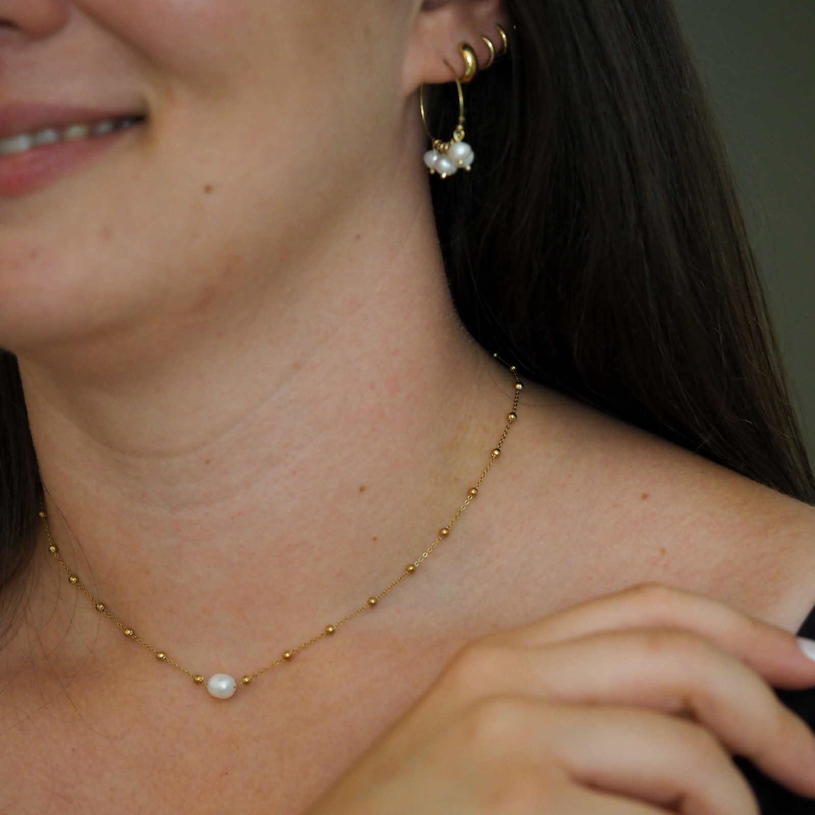 Perlen Kette Gold