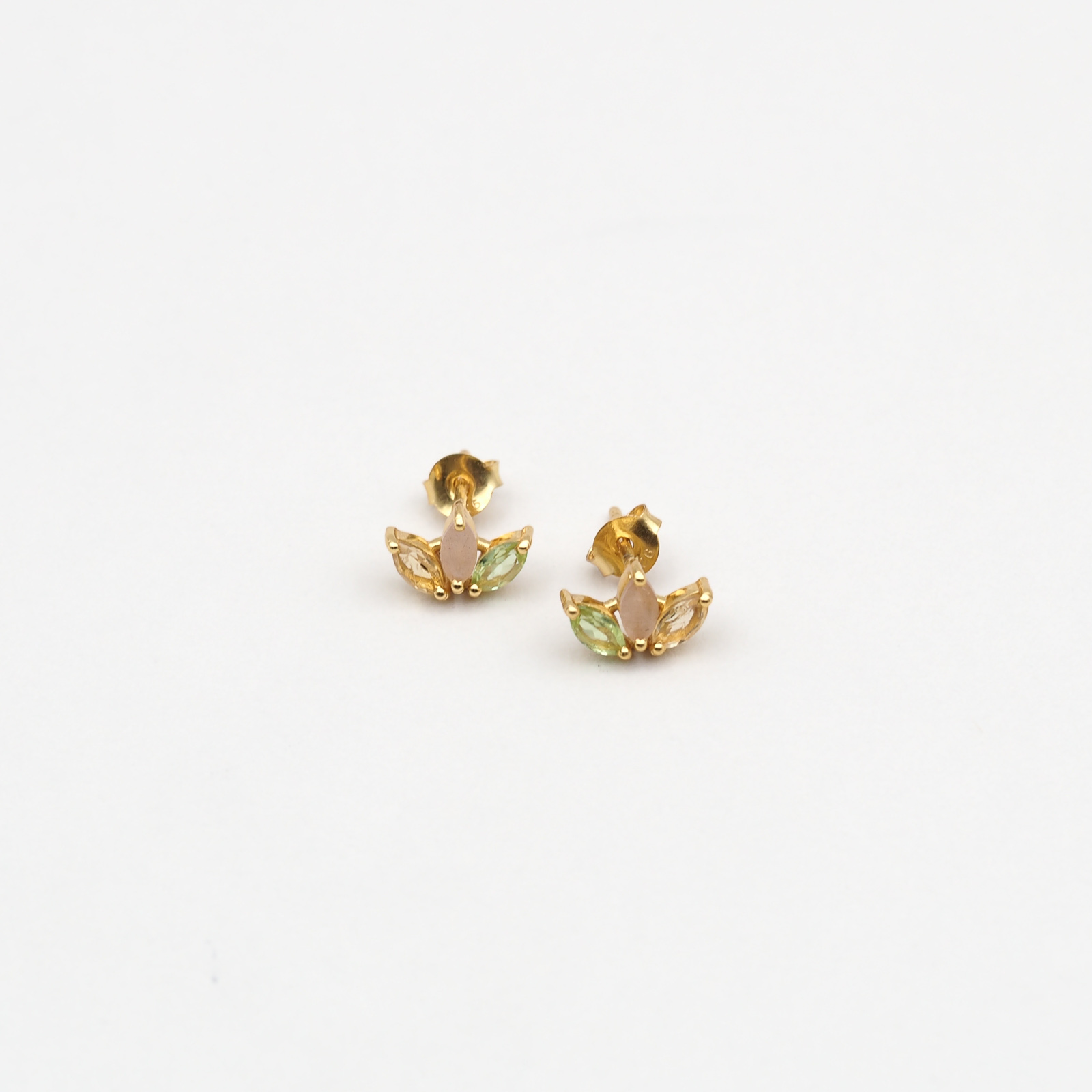Citrin Pfirsich Mondstein Peridot Ohrringe Gold