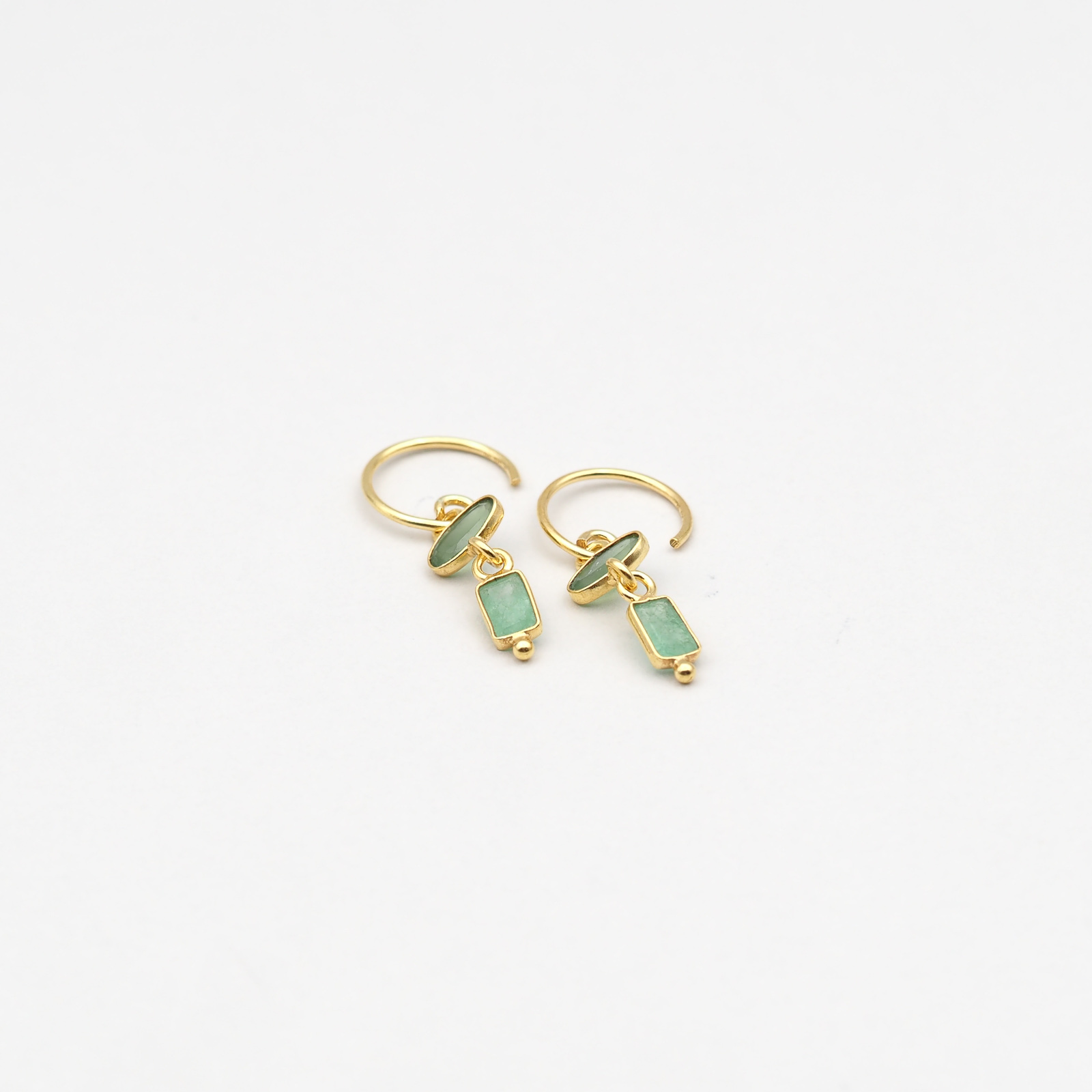 Aventurin Nephrit Creolen Gold