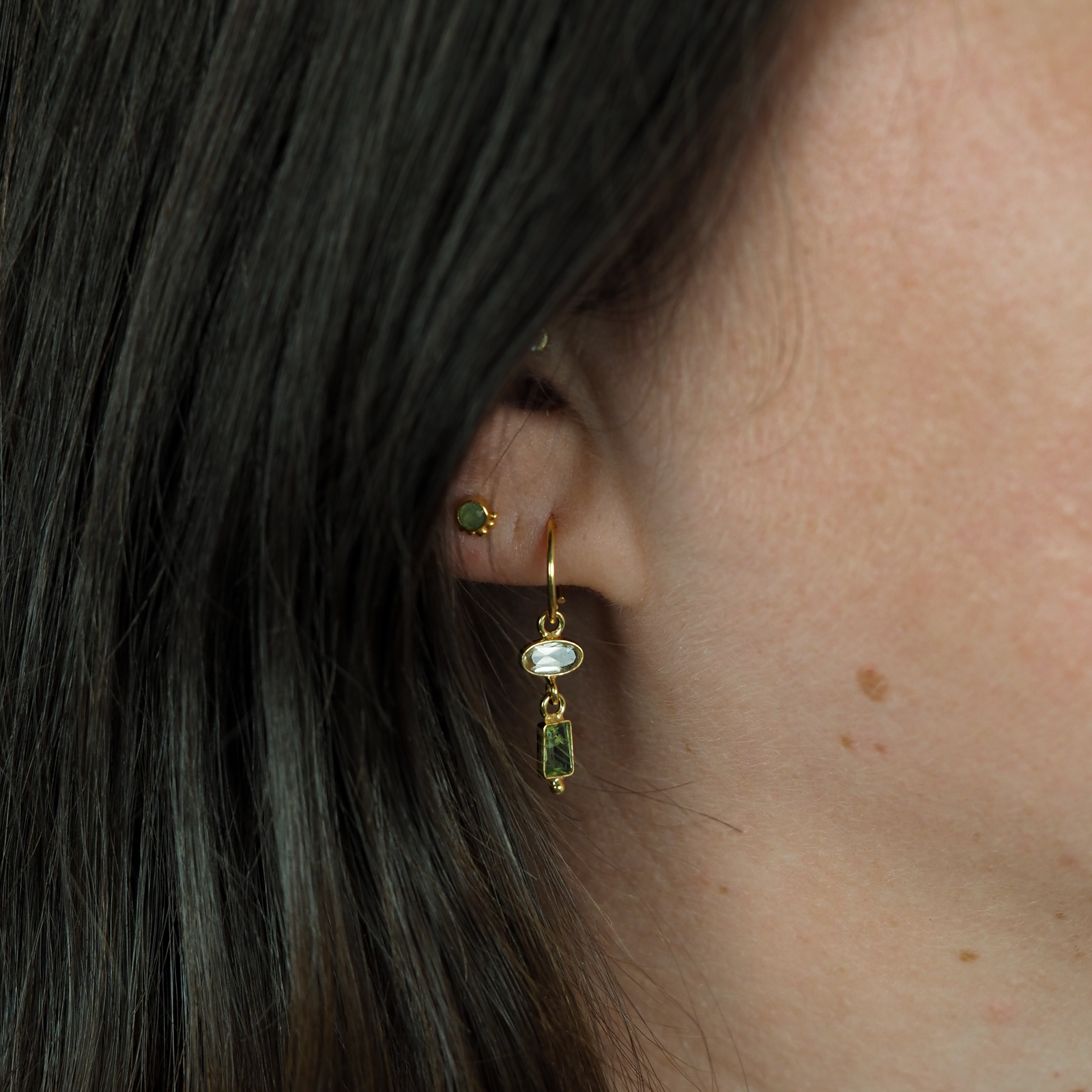 Citrin Peridot Creolen Gold