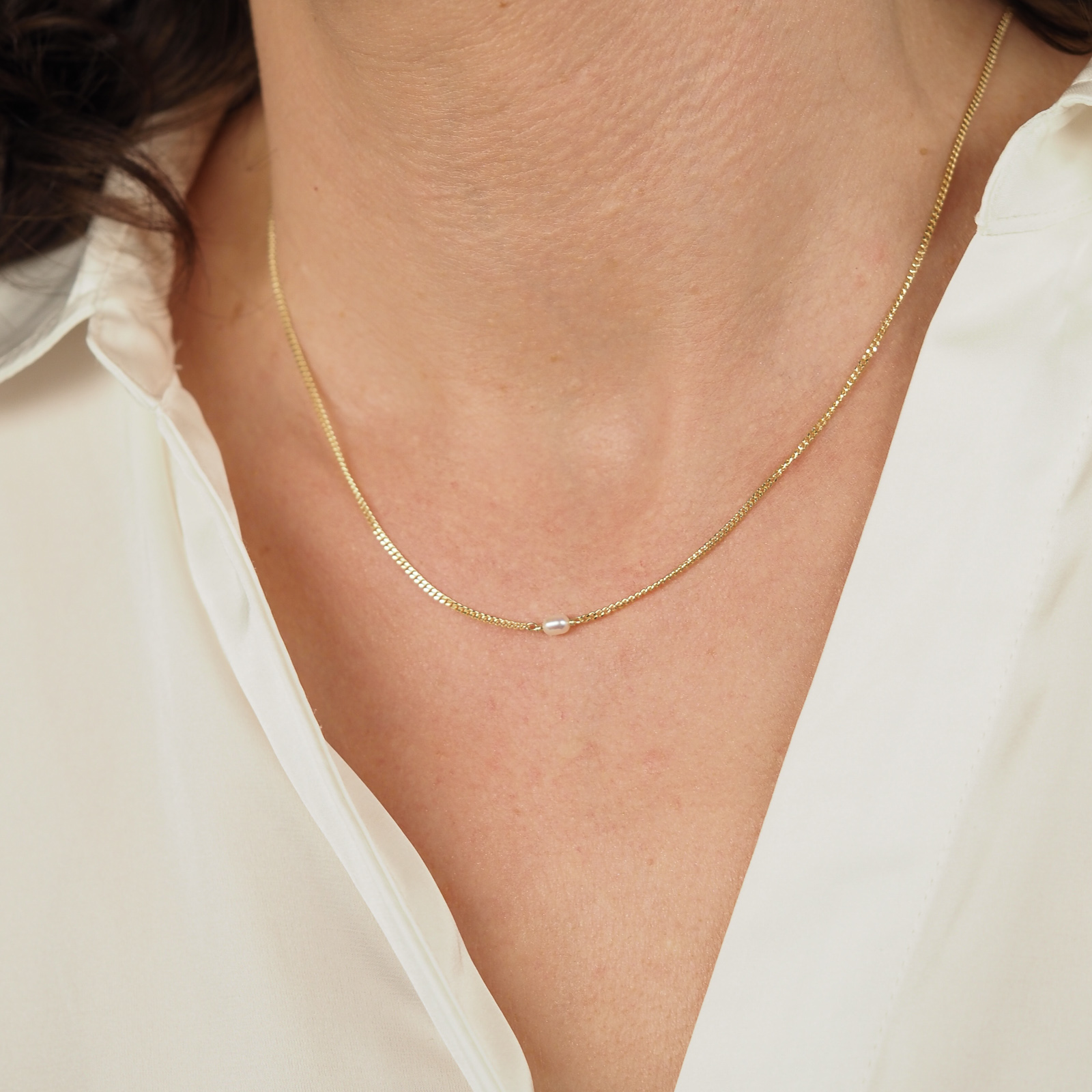 Perlen Kette Silber