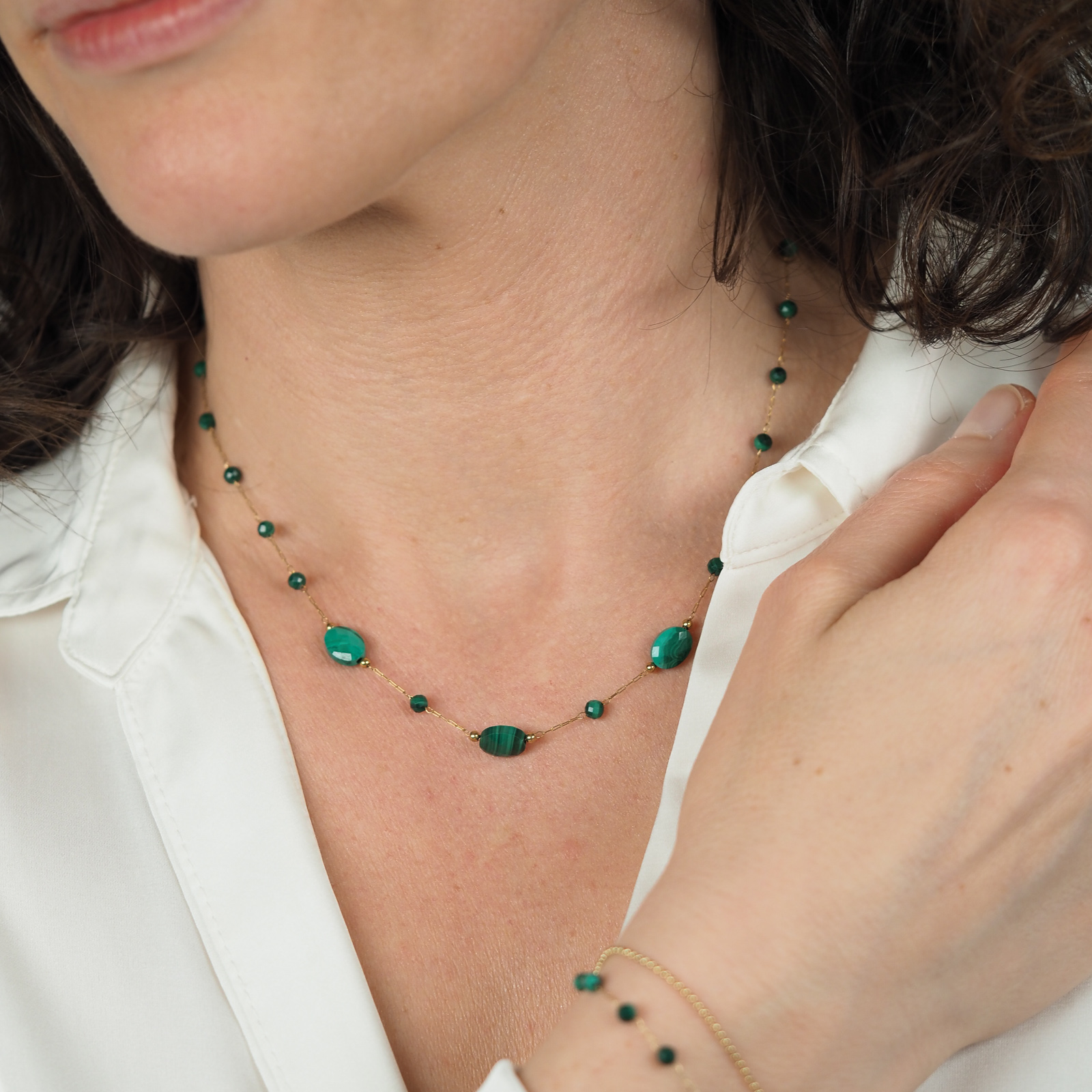 Malachit Kette Gold