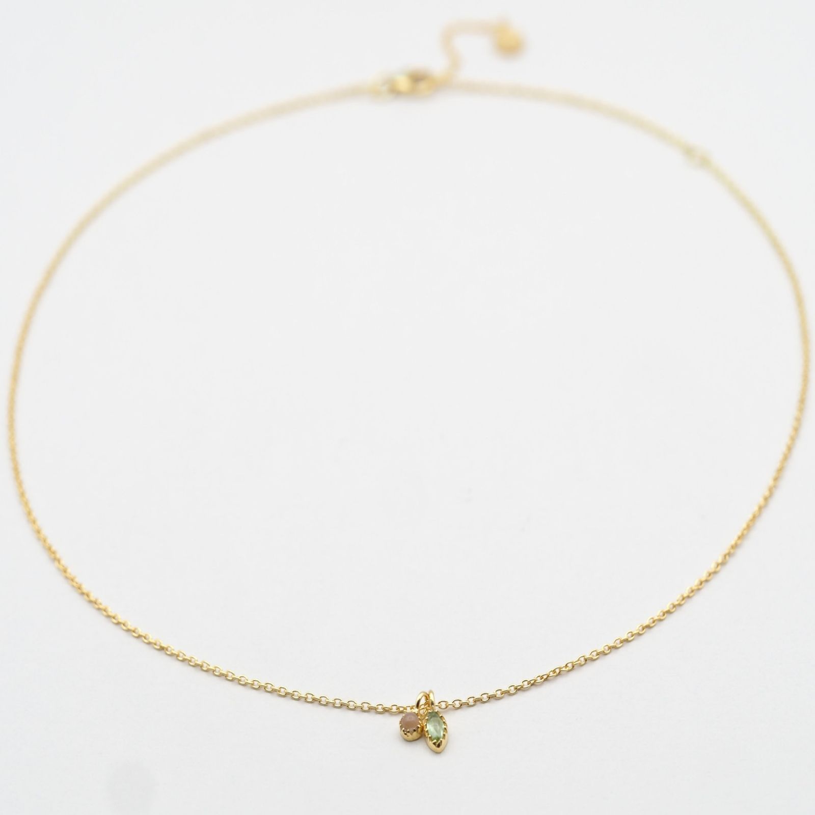 Peridot Pfirsich Mondstein Kette Gold
