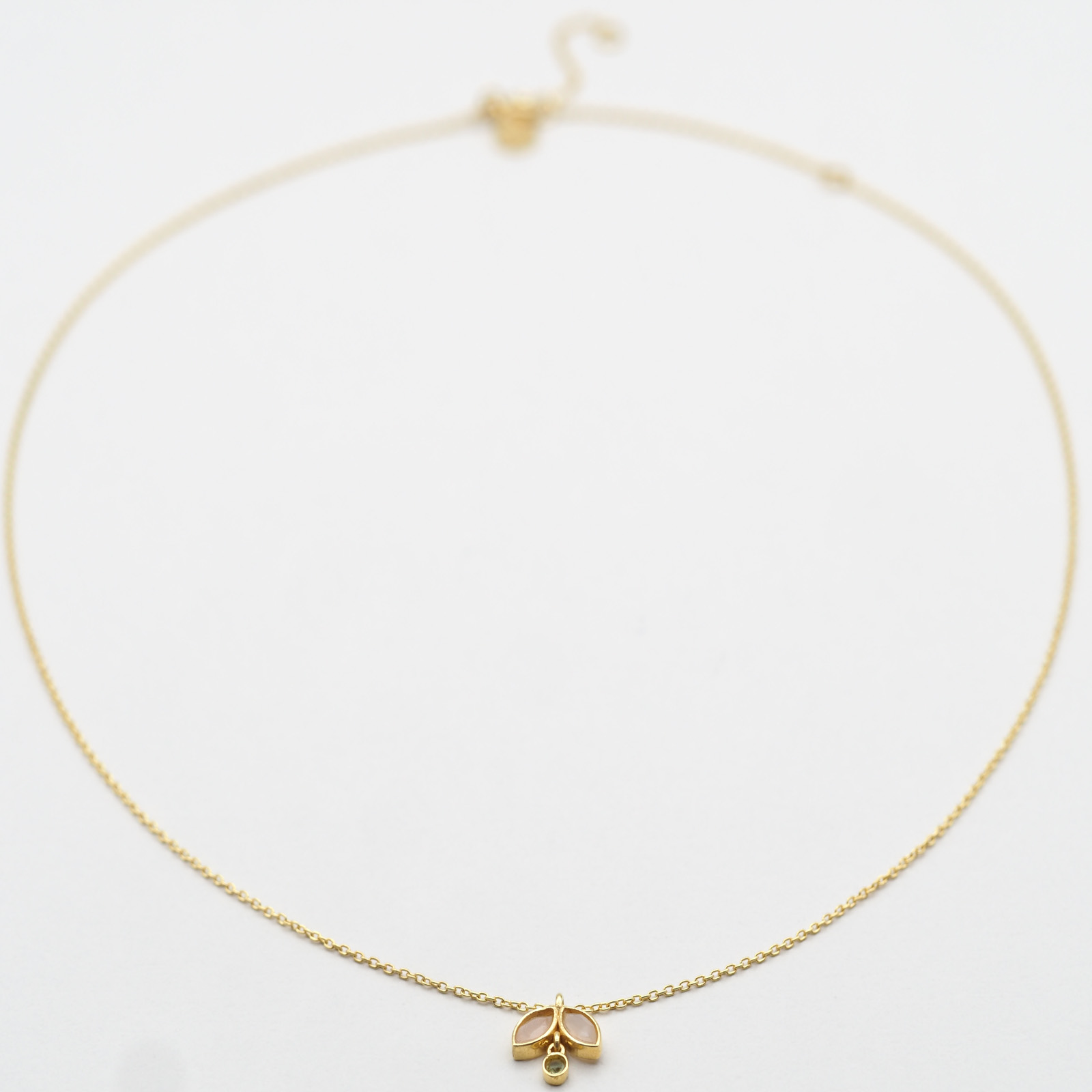 Pfirsich Mondstein Peridot Kette Gold